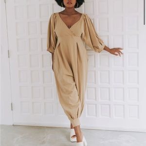 Free People intimately lotta love romper jumpsuit onesie size S in wheat